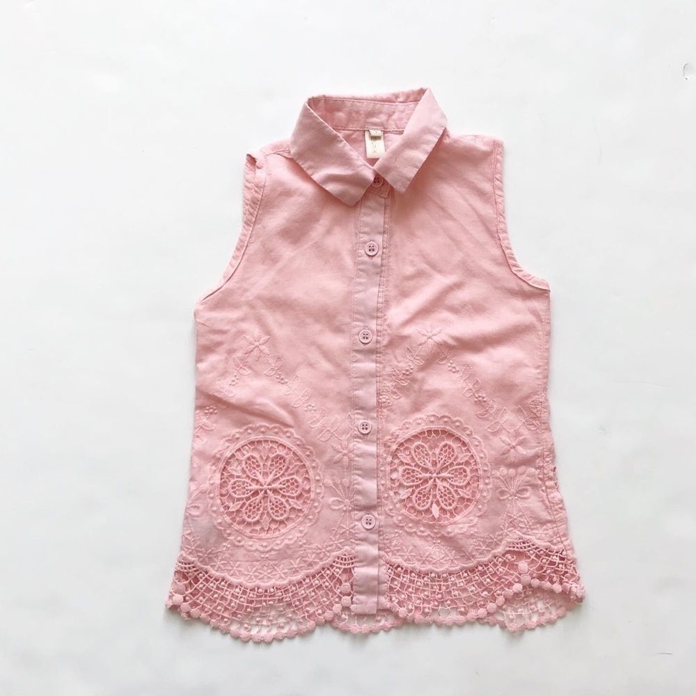Blink Blank crochet hem sleeveless top GUC S(5T)